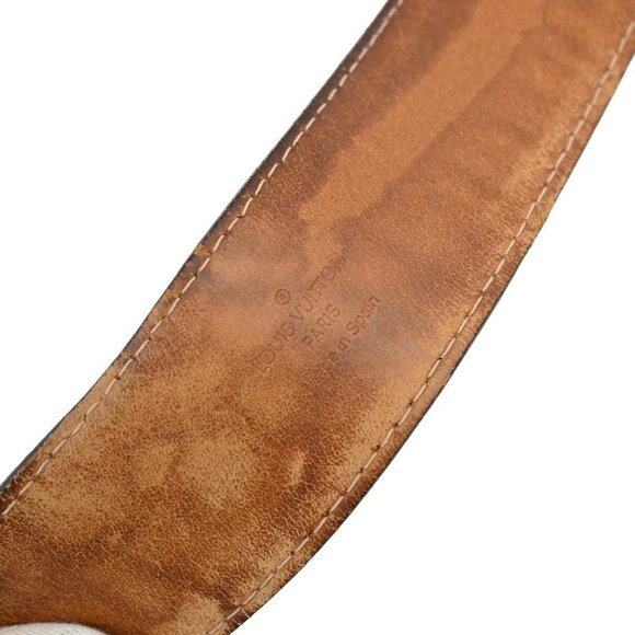 LOUIS VUITTON Logo Ceinture Jeans Belt Leather Black Silver M6812 Spain 67FB829 - Picture 11 of 16